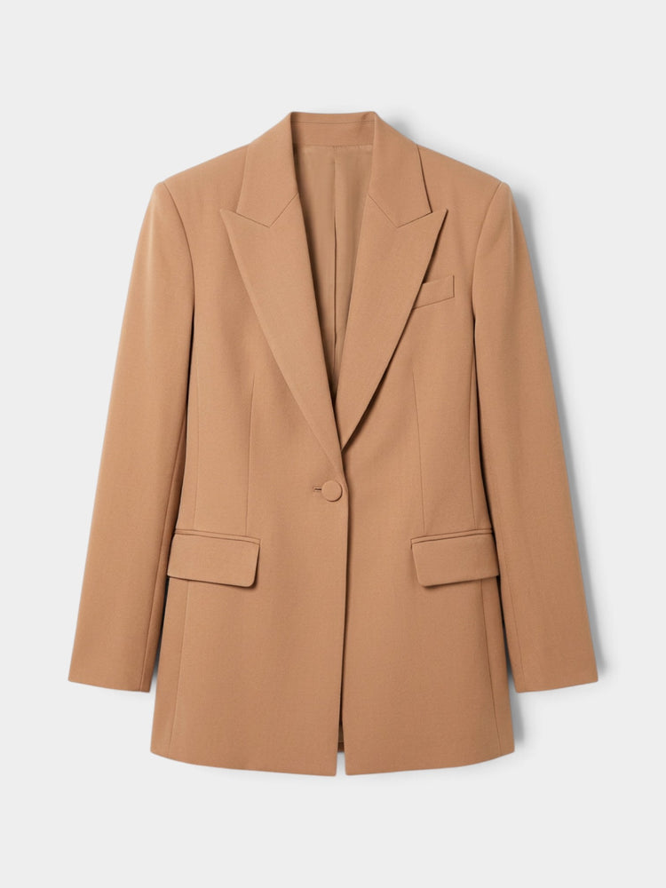 Camel Structured Blazer and Tailored Shorts Set
