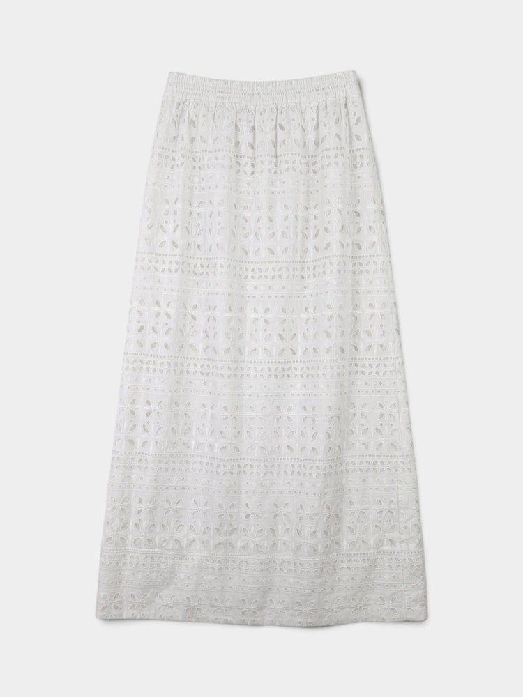 Side-slit Maxi Skirt in Eyelet.