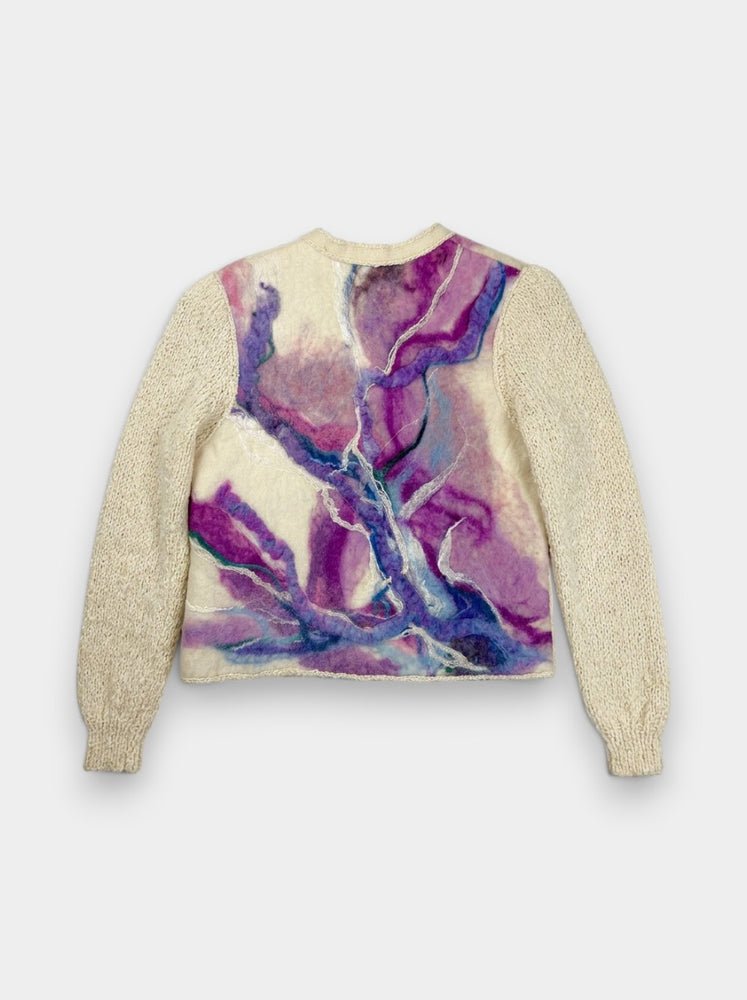 Handmade Felted Wool Abstract Art Cardigan
