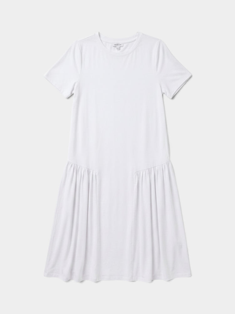 White Cotton Drop-Waist T-Shirt Dress