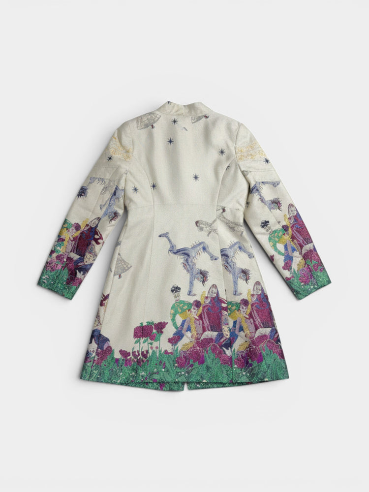 Ivory Jacquard Long Coat