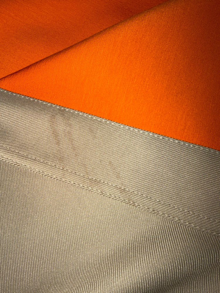 Beige Midi Dress with Orange Lining