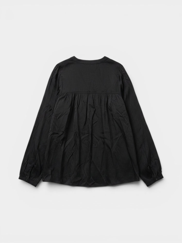 Black Puff Sleeve Relaxed Blouse