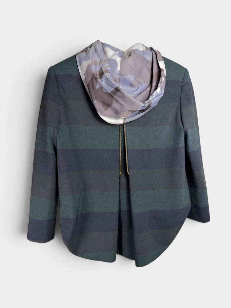 Navy Green Stripe Dickey Hoodie Jacket