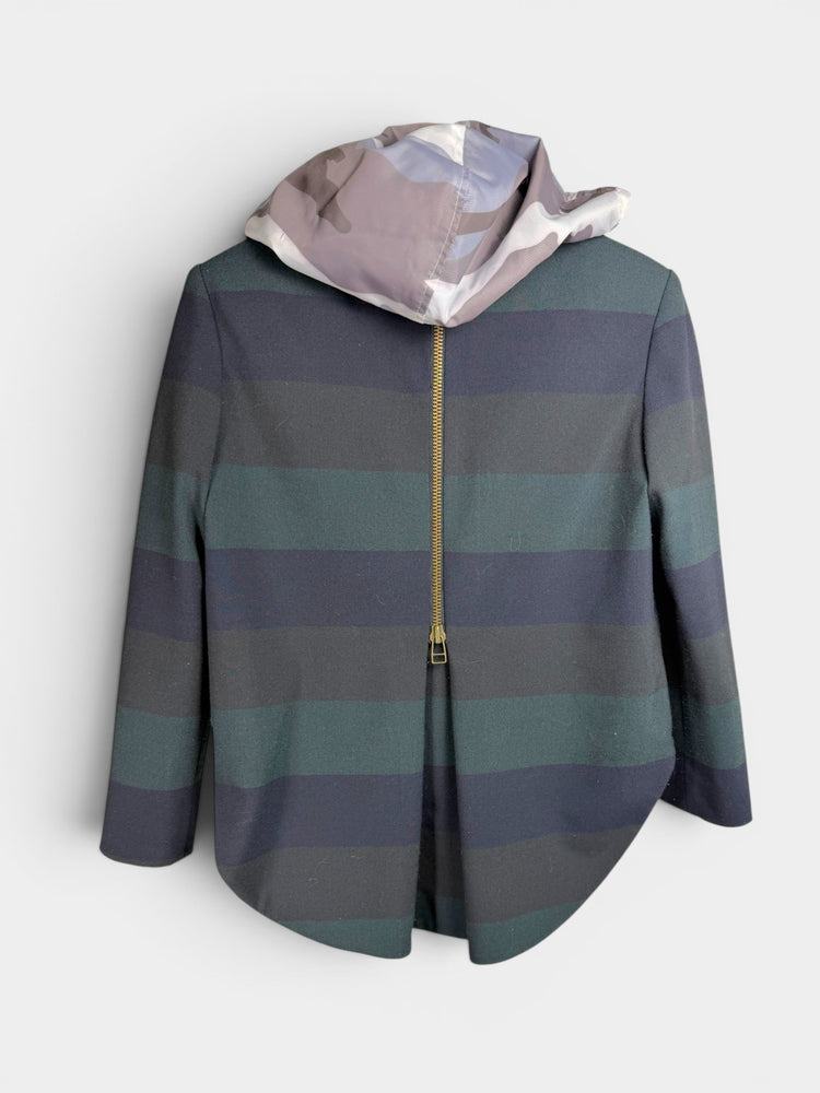 Navy Green Stripe Dickey Hoodie Jacket