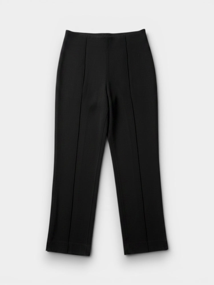 Black Slim Cropped Pants with Gold Side Zip