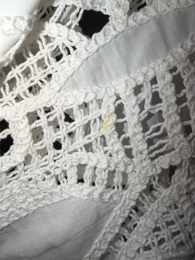 White Lace Crochet Halter Midi Dress
