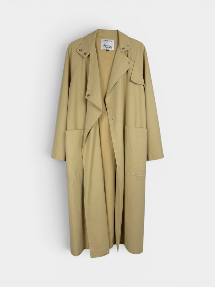 Khaki Cotton Long Trench Coat
