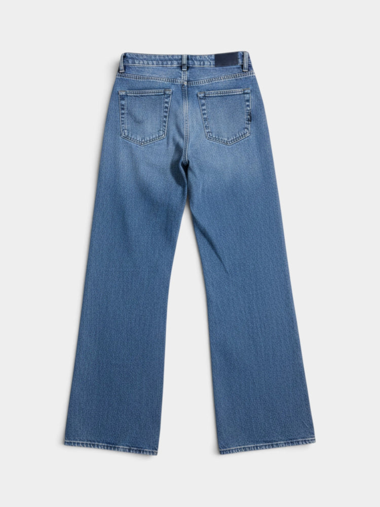 Medium Blue High-Rise Wide Leg Denim Jeans