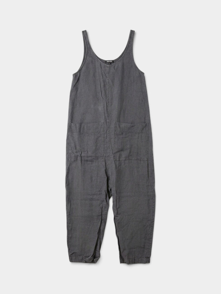 Gray Linen Relaxed Fit Jumpsuit