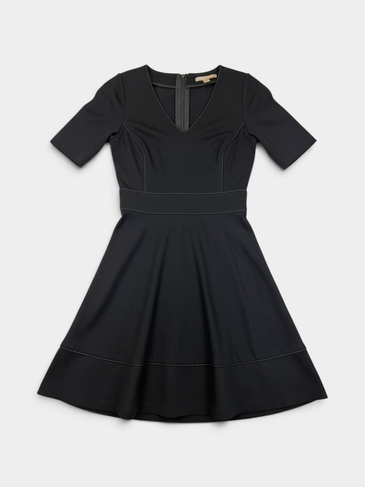 Black Knit Fit-and-Flare Midi Dress