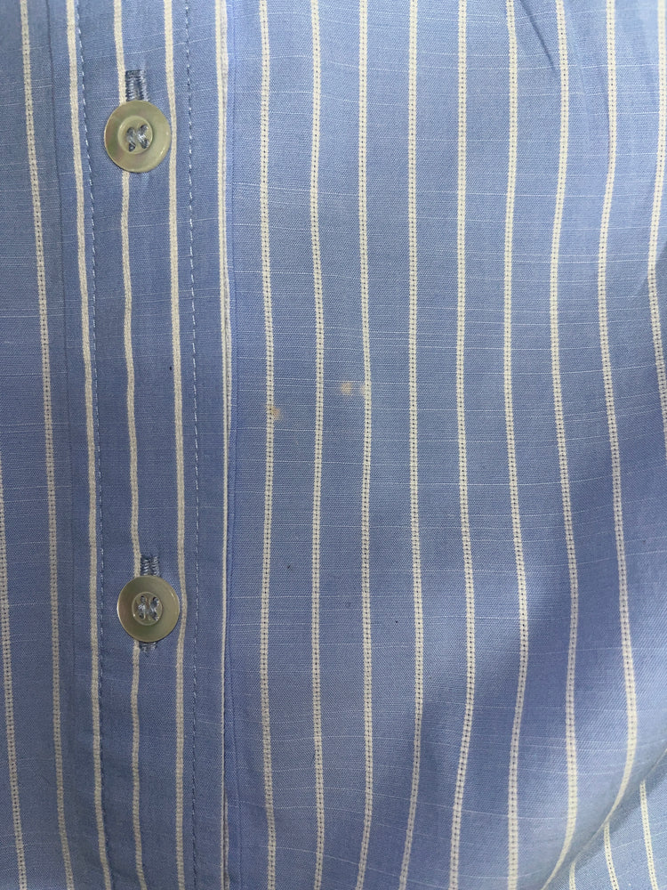 Blue Pinstripe Oversized Cotton Button-Down Shirt