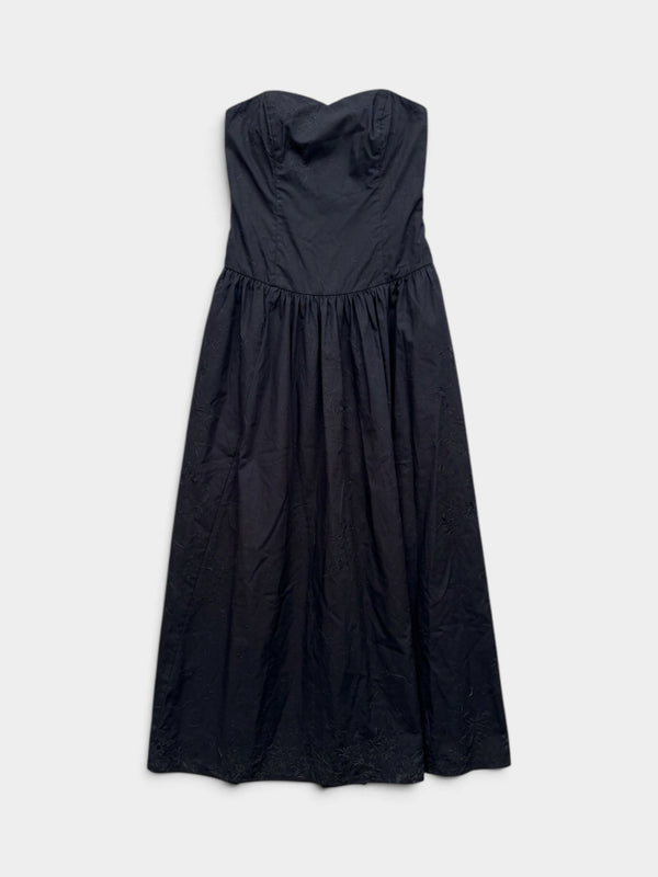 Strapless Drop-Waist Poplin Maxi Dress