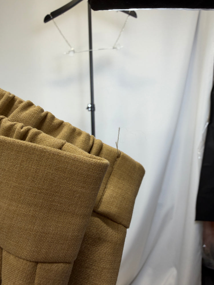 Tan Straight-Leg Tailored Trousers