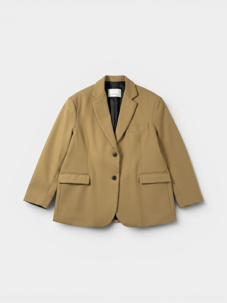 Tan Oversized Single-Breasted Blazer