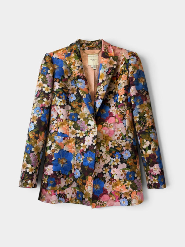 Multicolor Floral Print Single-Breasted Blazer