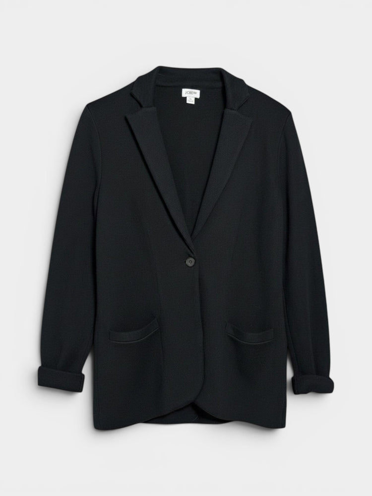 Black Single-Button Relaxed Blazer
