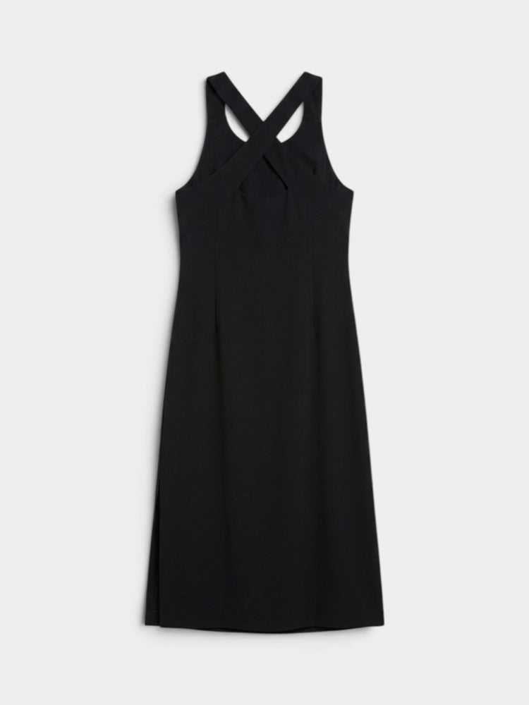 Black Criss-Cross Back Sleeveless Midi Dress