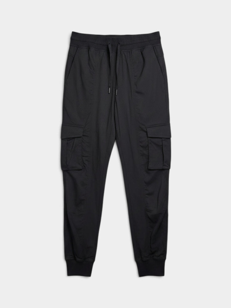 Black Nylon Cargo Jogger Pants