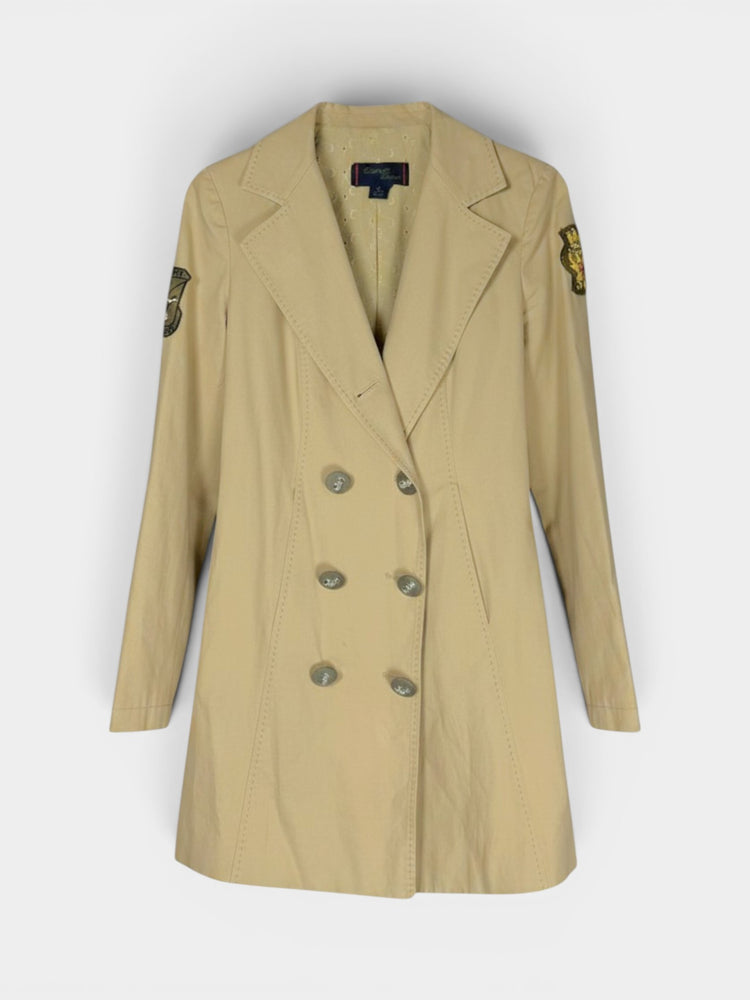 Beige Double-Breasted Cotton Coat
