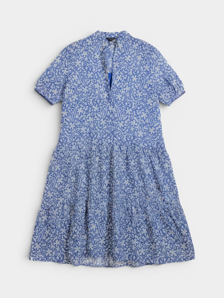 Blue Floral Shirt Dress