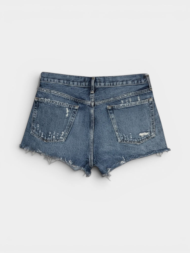 Medium Wash Distressed Denim Cut-Off Shorts