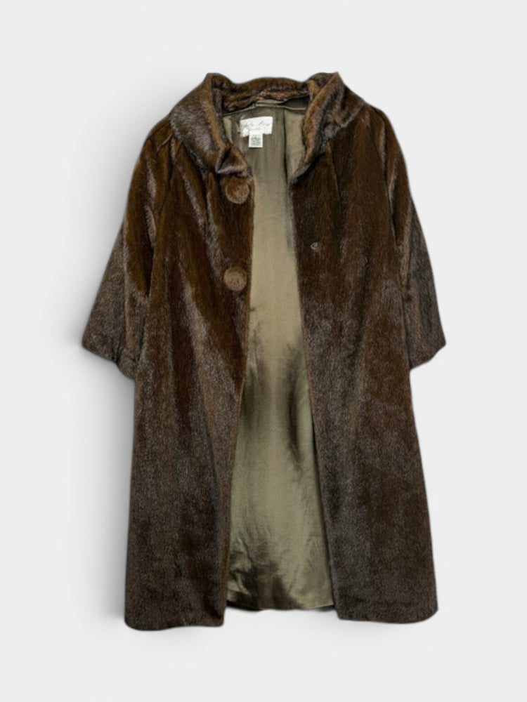 Brown Faux Fur Long Swing Coat