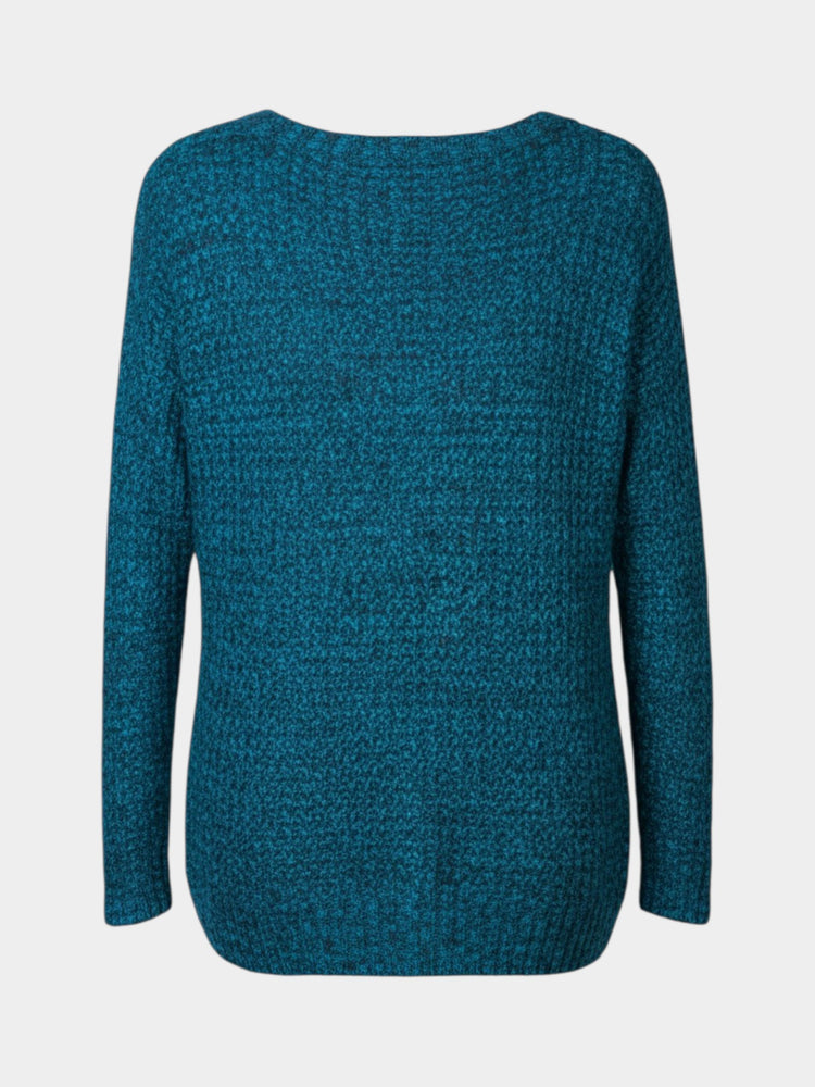 Teal Marled Knit Oversized Pullover Sweater