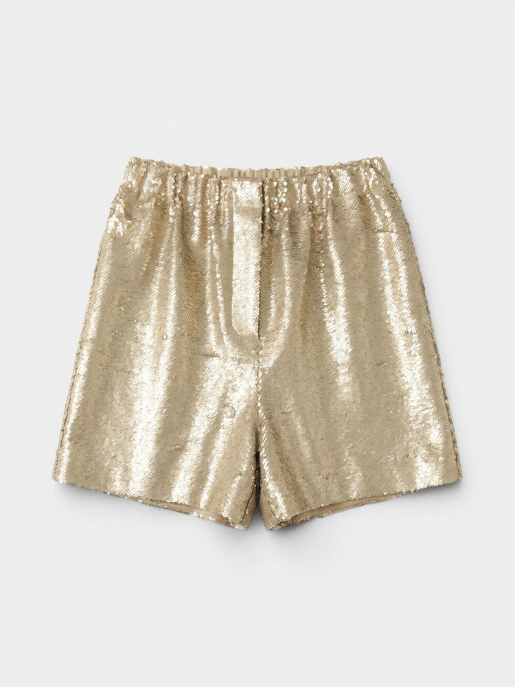 Gold Sequin Elasticized Waist Shorts
