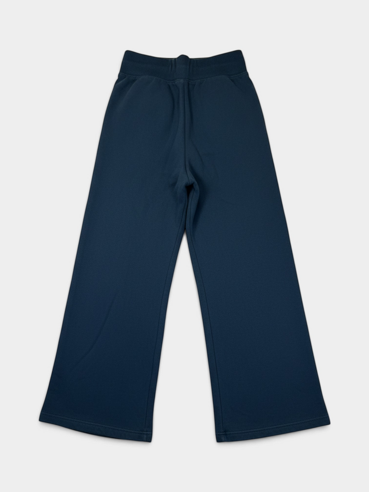 Navy Wide-Leg Fleece Sweatpants