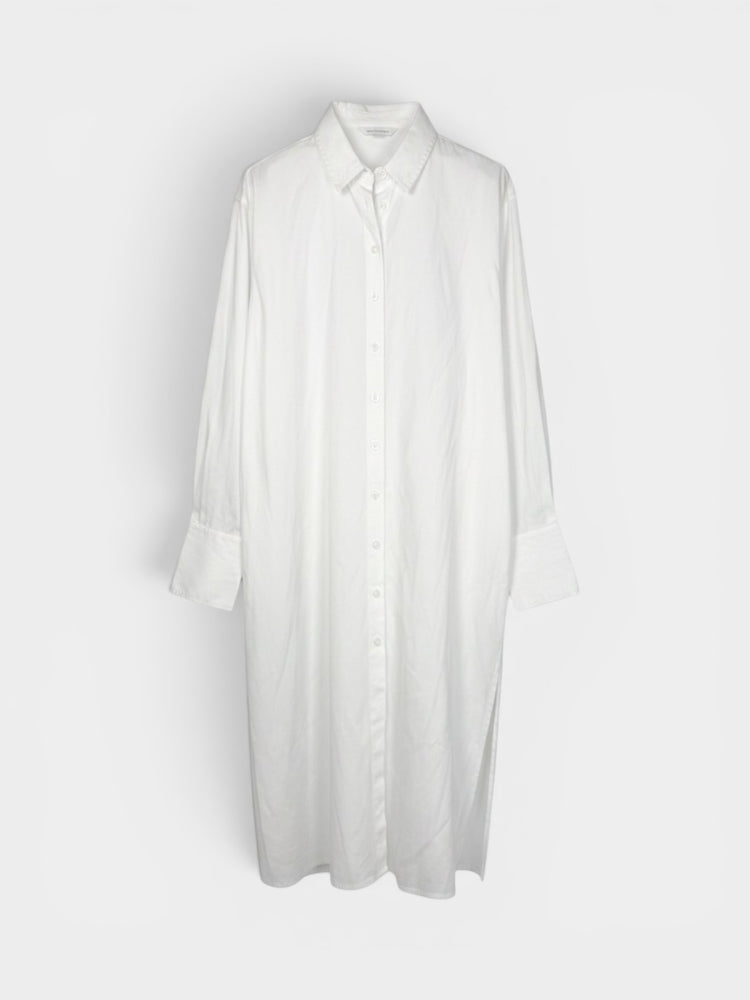 White Cotton Maxi Shirt Dress Oversized Fit