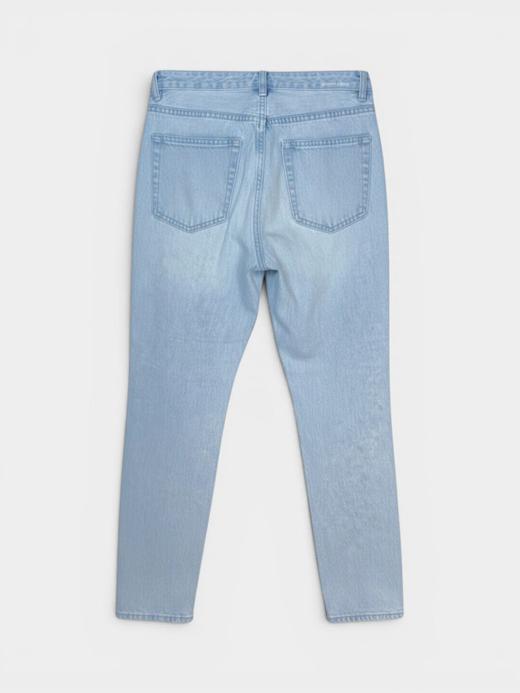 Light Wash High-Rise Straight Leg Cropped Jeans