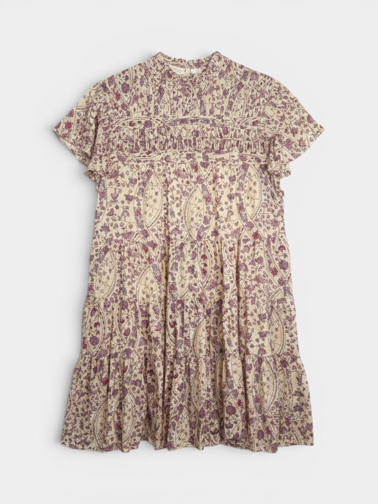 Floral Cotton Smocked Tiered Mini Dress