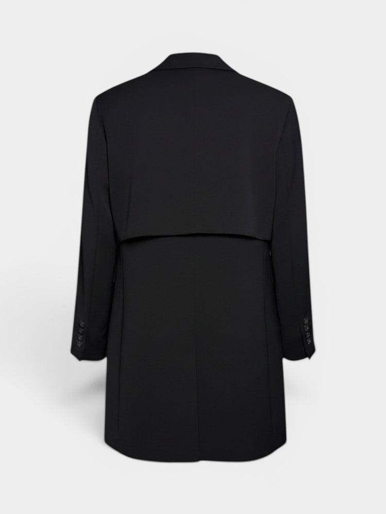 Black Longline Single-Breasted Blazer Jacket