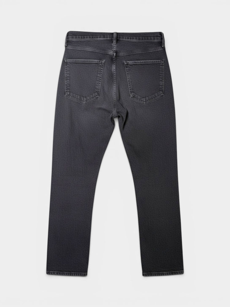 Black Washed High Rise Slim Straight Jeans