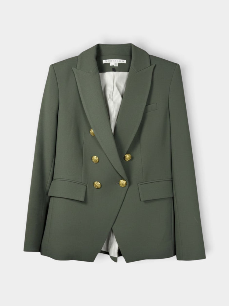 Olive Green Double-Breasted Gold Button Blazer