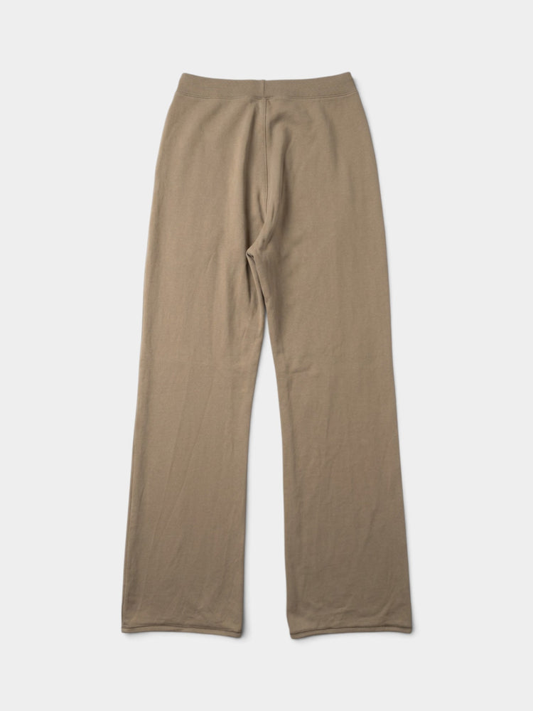 Taupe Brown Cotton Blend Straight Leg Drawstring Pants