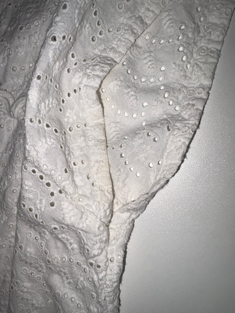 White Eyelet Sleeveless Square Neck Blouse
