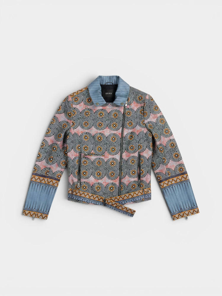 Print Cotton Moto Jacket