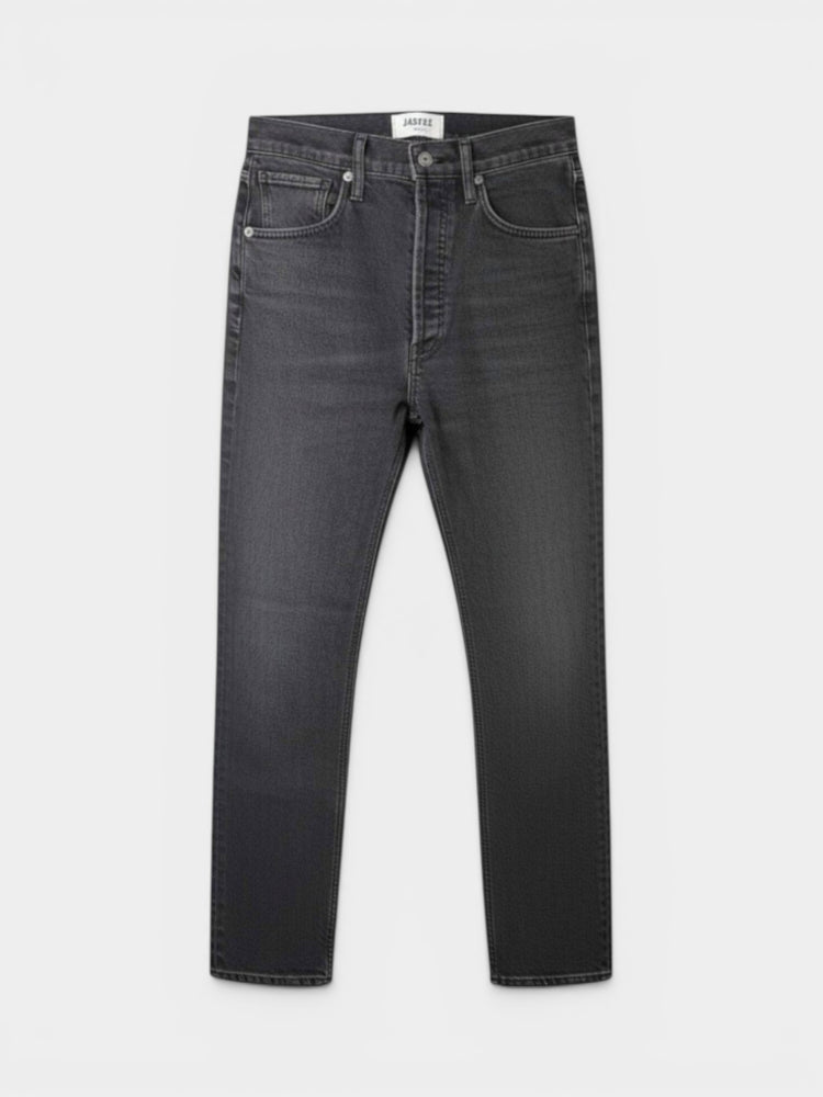Black Washed High Rise Slim Straight Jeans