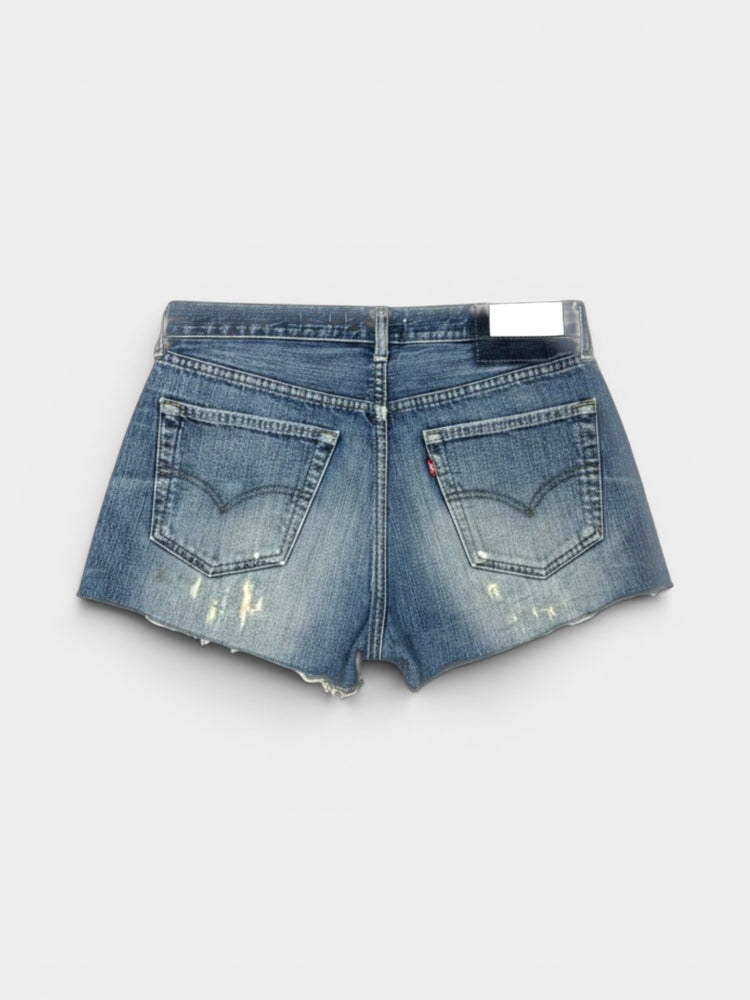 Medium Wash Distressed Denim Cut-Off Shorts