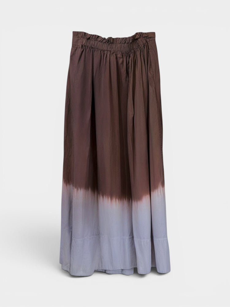 Brown Dip-Dye Maxi Gathered Skirt