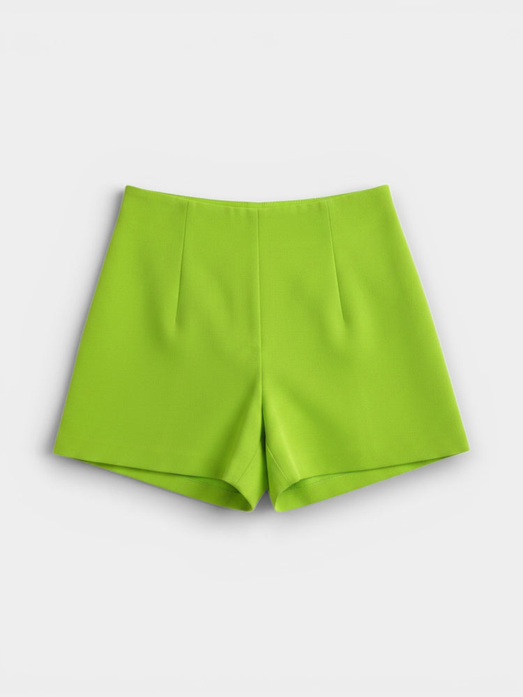 Lime Green High-Waisted Tailored Skort