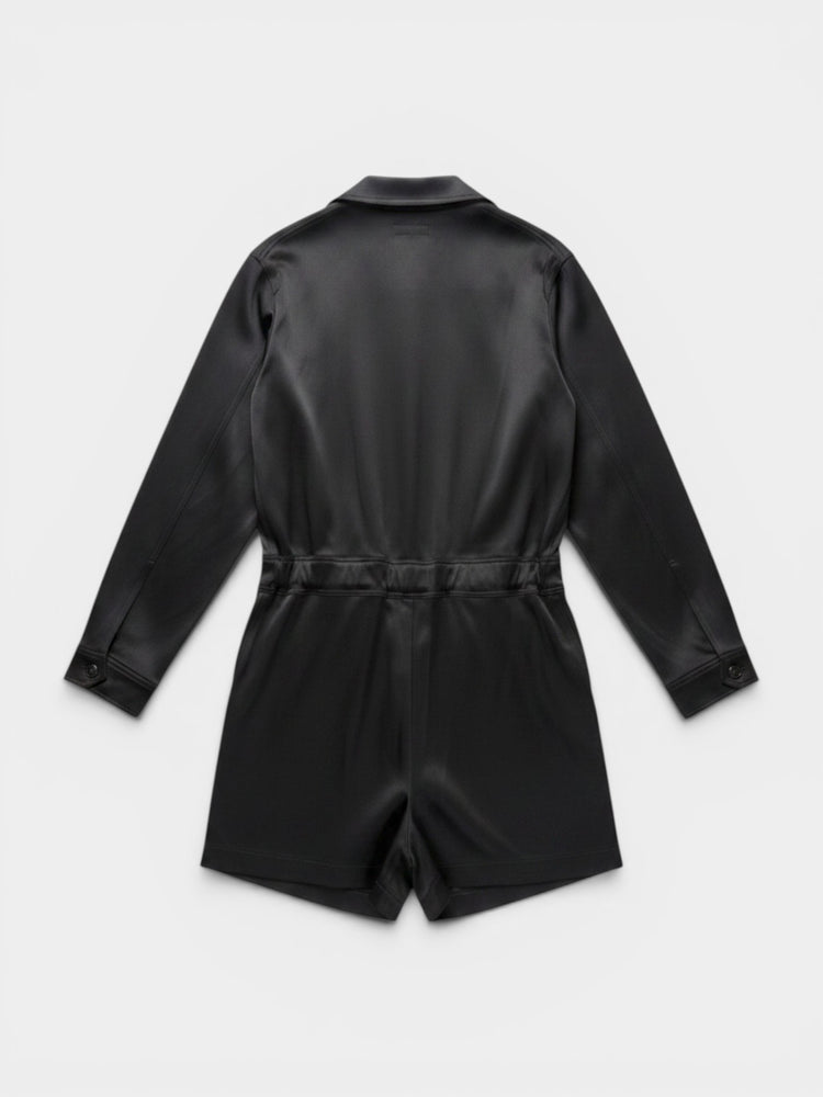 Black Long-Sleeve Short Romper