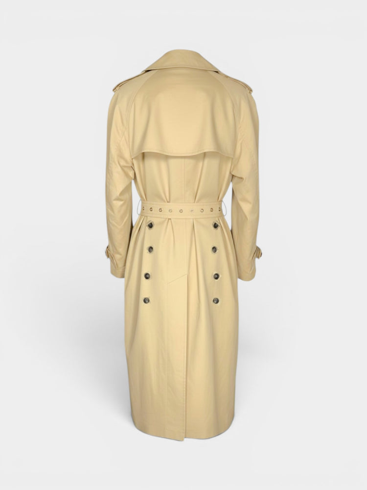 Beige Cotton Double-Breasted Trench Coat