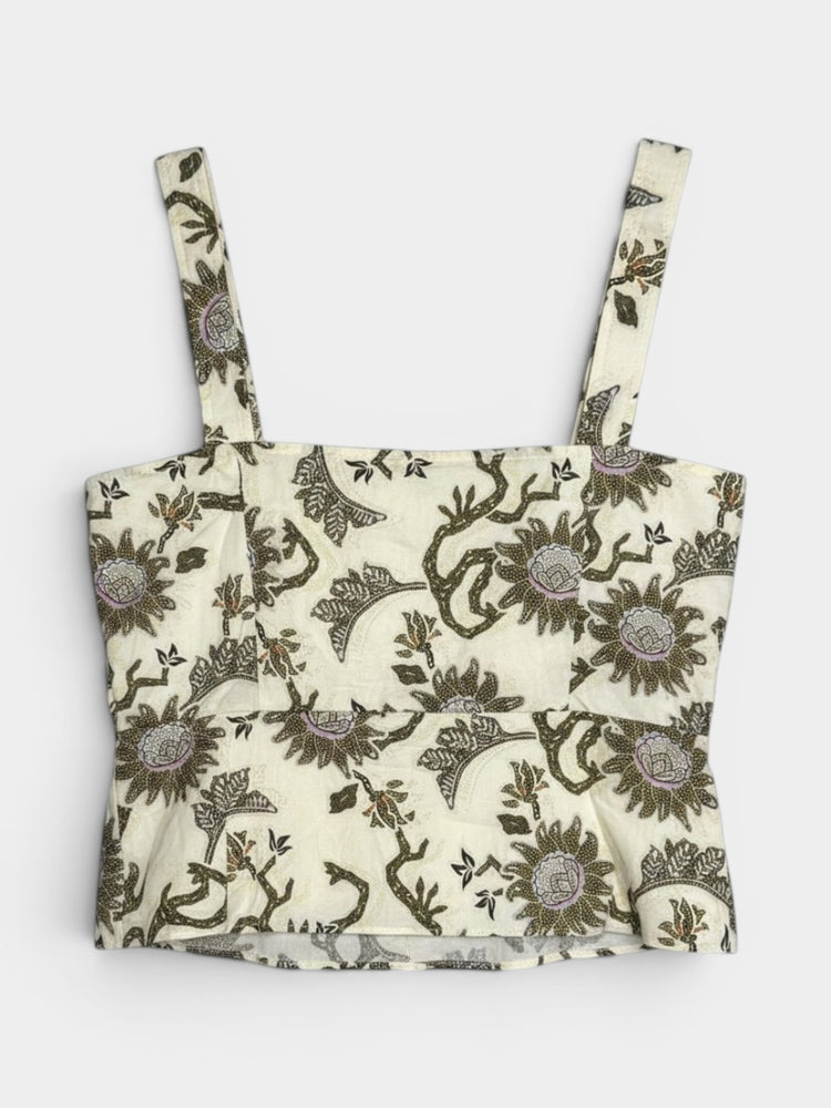 Floral Print Structured Cropped Corset Tank Top