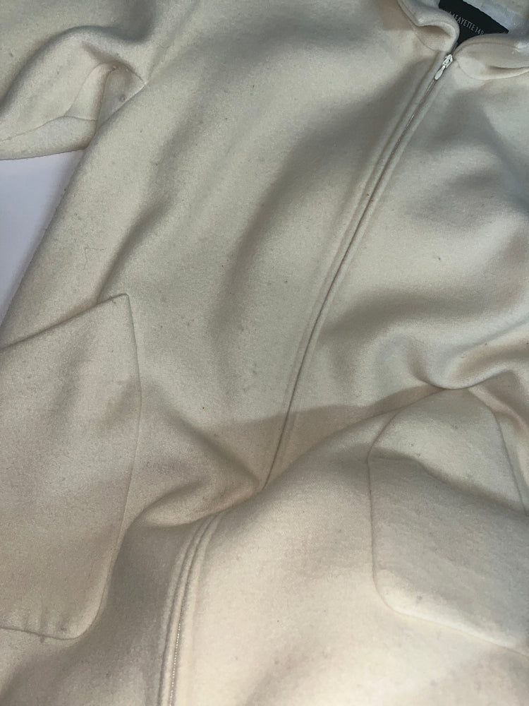 Ivory Wool Zip-Front Midi Coat
