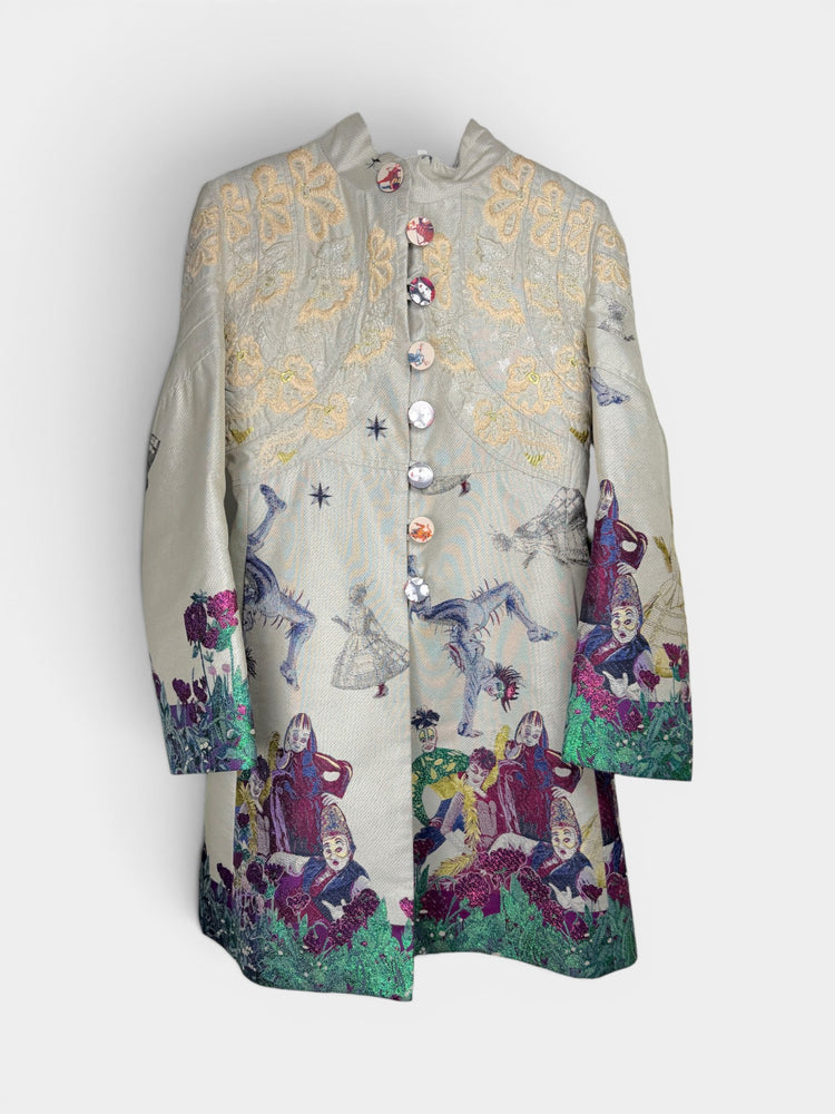 Ivory Jacquard Long Coat