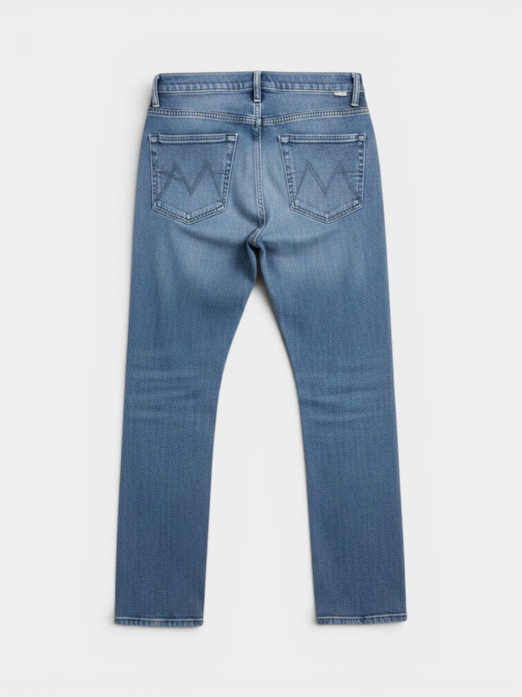Medium Wash High Rise Straight Leg Button Fly Jeans