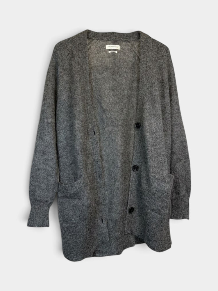 Gray Mohair Blend Oversized Cardigan